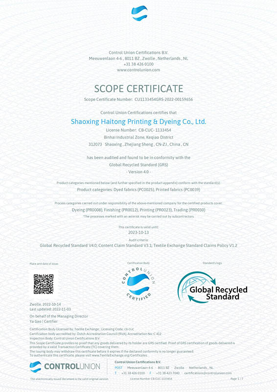 SCOPE CERTIFICATE